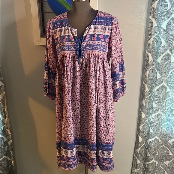 Pink Chicken Boho Block Print Jade Dress SZ Medium - Picture 2 of 10